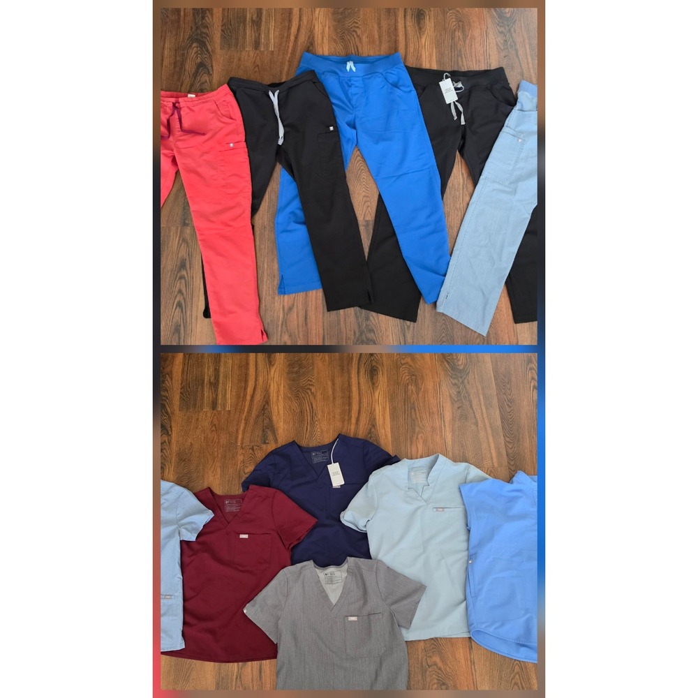 BUNDLE SET 12 FIGS Technical Collection Women Scrub Tops Bottoms Multi Color S M
